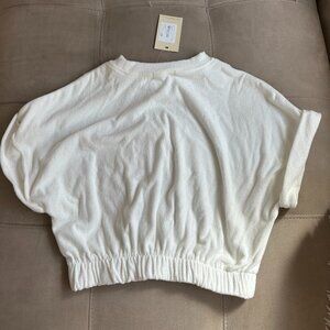White Terry Cloth Cropped Dolman Top